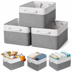 ONE PIXEL - Cestas Organizadoras Para Hogar Plegables En Lino Multifuncionales