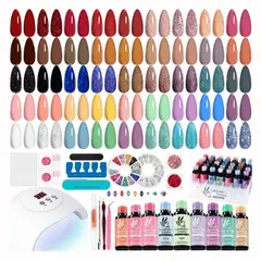GENERICO - Kit Manicura Semipermanente 73 Piezas Con Lampara Uñas Gel
