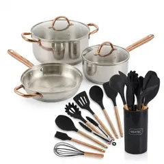 UNIVERSAL - Combo Batería Zafiro 5 Piezas + Set de Utensilios Mertec 12 Piezas