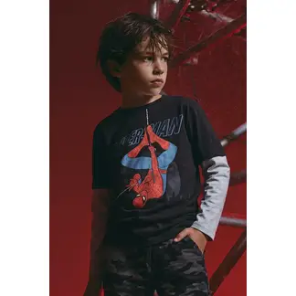 MARVEL - Camiseta de Spiderman manga larga negro para niño