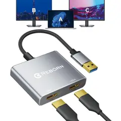GENERICO - Cable Adaptador Hdmi A Usb 3.0 1080p Doble Monitor Full HD