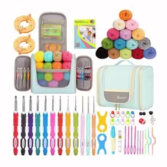 GENERICO - Kit Agujas Crochet Ganchillo Accesorios Para Tejer 59 Piezas