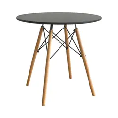 DISTRIONLINE - Mesa Redonda Eames 4 Patas Madera 80 cm De Diámetro Color Negro