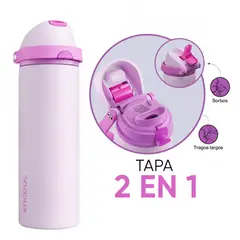 GENERICO - Termo Acero Inoxidable Botella 2 En 1 Con Pitillo 24H Frío Antiderrames