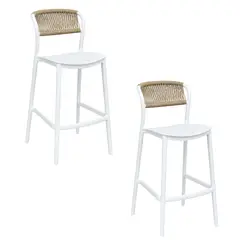 DISTRIONLINE - Set X2 Taburetes Baru Con Espaldar Mallado