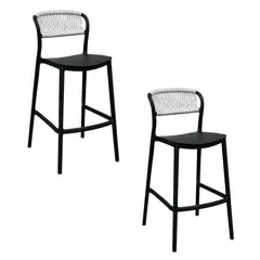 DISTRIONLINE - Set X2 Taburetes Baru Con Espaldar Mallado