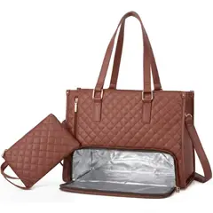 GENERICO - Cartera térmica para dama 2 en 1 con monedero y correa color MARRON