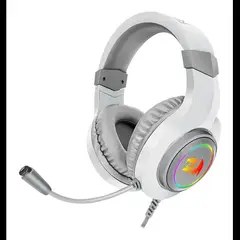 REDRAGON - Diadema HYLAS H260 Blanca + Luz RGB + Cable Plug 3.5 + Mic Rebatible + Reduc Ruido