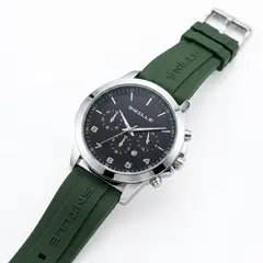 TIME - RELOJ SNILLE VERDE FONDO NEGRO PULSO EN SILICONA CALENDARIO + CAJA HOMBRE