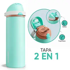 GENERICO - Termo Acero Inoxidable Botella 2 En 1 Con Pitillo 24H Frío Antiderrames