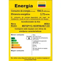 MIDEA - Aire Acondicionado Mini split Ecomaster Pro 18000 BTU 220V R32 Clase A