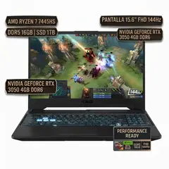 ASUS - TUF FA506, AMD RYZEN 7 7445HS, DDR5 16GB SSD 1TB, PA15.6" FHD 144Hz, NVIDIA GEFORCE RTX 3050