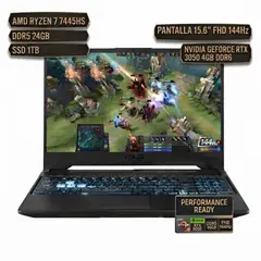 ASUS - TUF FA506, AMD RYZEN 7 7445HS, DDR5 24GB SSD 1TB, P15.6" FHD 144Hz, NVIDIA GEFORCE RTX3050
