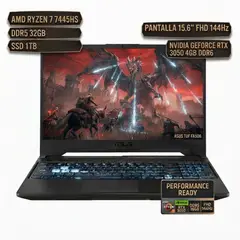 ASUS - TUF FA506, AMD RYZEN 7 7445HS, DDR5 32GB SSD 1TB, P15.6" FHD 144Hz, NVIDIA GEFORCE RTX3050
