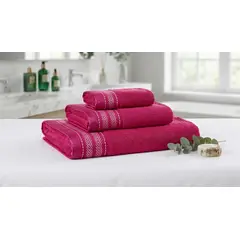 AROMA - Set de Toallas de Baño 3 Piezas Algodón - Fucsia