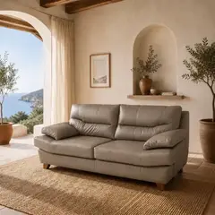 PURO CUERO - Sofa 2 puestos Silver 172 x 89 x 83 cm Cuero