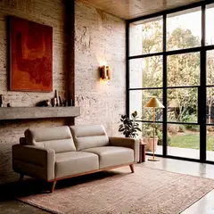 PURO CUERO - Sofa 2 Puestos Oliver 154 x 100 x 87 cm Cuero