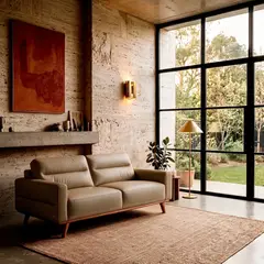 PURO CUERO - Sofa 2 Puestos Oliver 154 x 100 x 87 cm Cuero