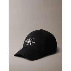 CALVIN KLEIN - Gorra negra de béisbol con logo monograma bordado