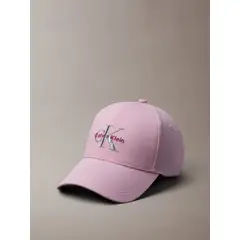 CALVIN KLEIN - Gorra rosa de algodón con monograma bordado