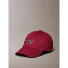 CALVIN KLEIN - Gorra roja de béisbol con logo monograma bordado