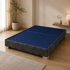 GENERICO - Base cama doble 140x190 dividida color gris oscuro antirasguño pata madera