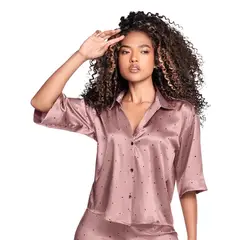 LAURA - CAMISA DE PIJAMA EN SATÍN MANGA CORTA