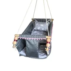 ARTESANAL - Hamaca para Bebé gris con motivo nubes