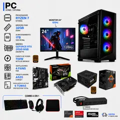 POWER GROUP - PC GAMER RYZEN 7 5700G + RTX 3050 6GB | 32GB RAM | 1TB NVMe | MONITOR 24” 120Hz