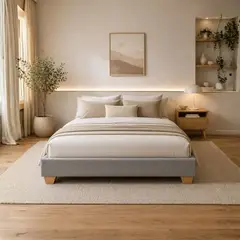 GENERICO - Base cama sencilla 1.00x190 dividida color Gris pata madera