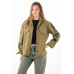 TENNIS - Chaqueta en 100% algodón verde para mujer