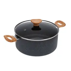 IMUSA - Olla Natural Stone 24cm Antiadherente Tapa de Vidrio