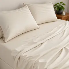 BALI - Juego de Sábanas Cama Semidoble Beige Calidad Premium + Fundas de regalo