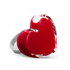 PYLONES - Anillo Hecho A Mano Mediano Corazón Rojo Oscuro