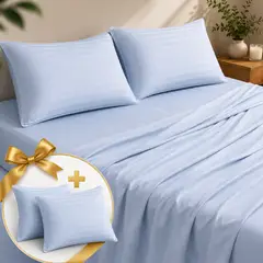 BALI - Juego de Sábanas Cama Doble Azul Bebé Calidad Premium + Fundas de regalo