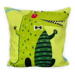 GENERICO - Cojín Decorativo Para Cuarto Infantil Diseño Cocodrilo Verde Con Relleno 45x45cm Textiles Hogar