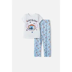 DISNEY - Pijama de Stitch y Capybara pantalón largo para niña