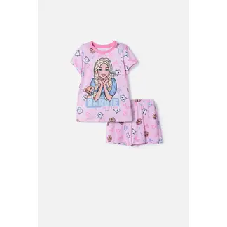 MATTEL - Pijama de Barbie con short rosado para niña