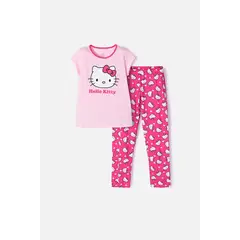 HELLO KITTY - Pijama de con pantalón largo rosado para niña