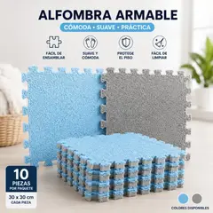 GENERICO - Tapete Alfombra Rompecabezas Felpa Bebés 10 Pzs 30x30