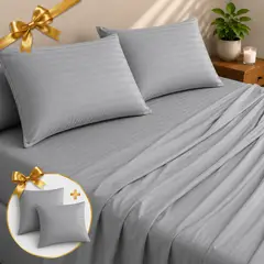 BALI - Juego de Sábanas Cama Queen Gris Oscuro Calidad Premium + Fundas de regalo