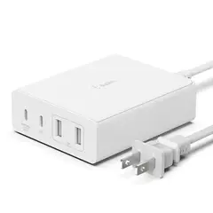 BELKIN - Cargador de Pared BoostCharge Pro WCH010dqWH GaN 108W con 2 USB-C y 2 USB-A Blanco