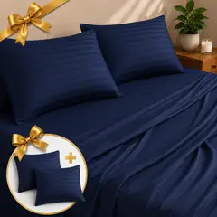 BALI - Juego de Sábanas Cama King Azul Oscuro Calidad Premium + Fundas de regalo