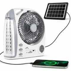 GENERICO - Ventilador Recargable 8 Pulgadas 6 En Lámpara Y Panel Solar