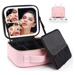 GENERICO - Cosmetiquera De Maquillaje Con Espejo y Divisiones
