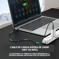 BE CONNECTED EXPERIENCES - Cable USB-C a USB-C Carga Rápida 240W BE-C3 2MTS