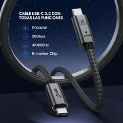 BE CONNECTED EXPERIENCES - Cable USB-C a USB-C Carga Rápida 240W BE-C3 3MTS