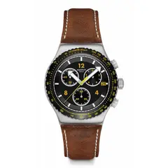 SWATCH - Relojes Unisex Canyon Chaser. Reloj Cuero Marrón YVS530