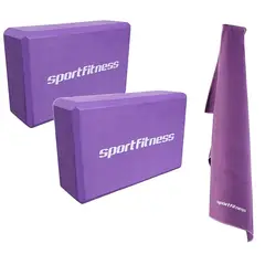 SPORTFITNESS - Cubo Yoga Bloque + Toalla Microfibra Wicking Gym Pilates Fit