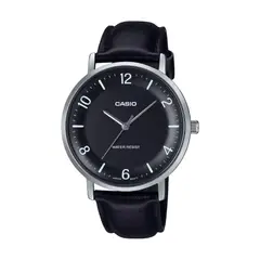 CASIO - Reloj Para Hombre Minimalista MTP-VT03L-1B Correa de Cuero Negro